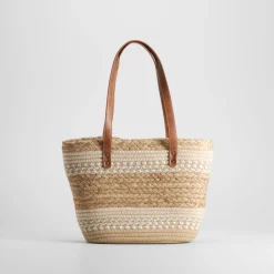 Bolso capazo rafia beige SENDA ROAD