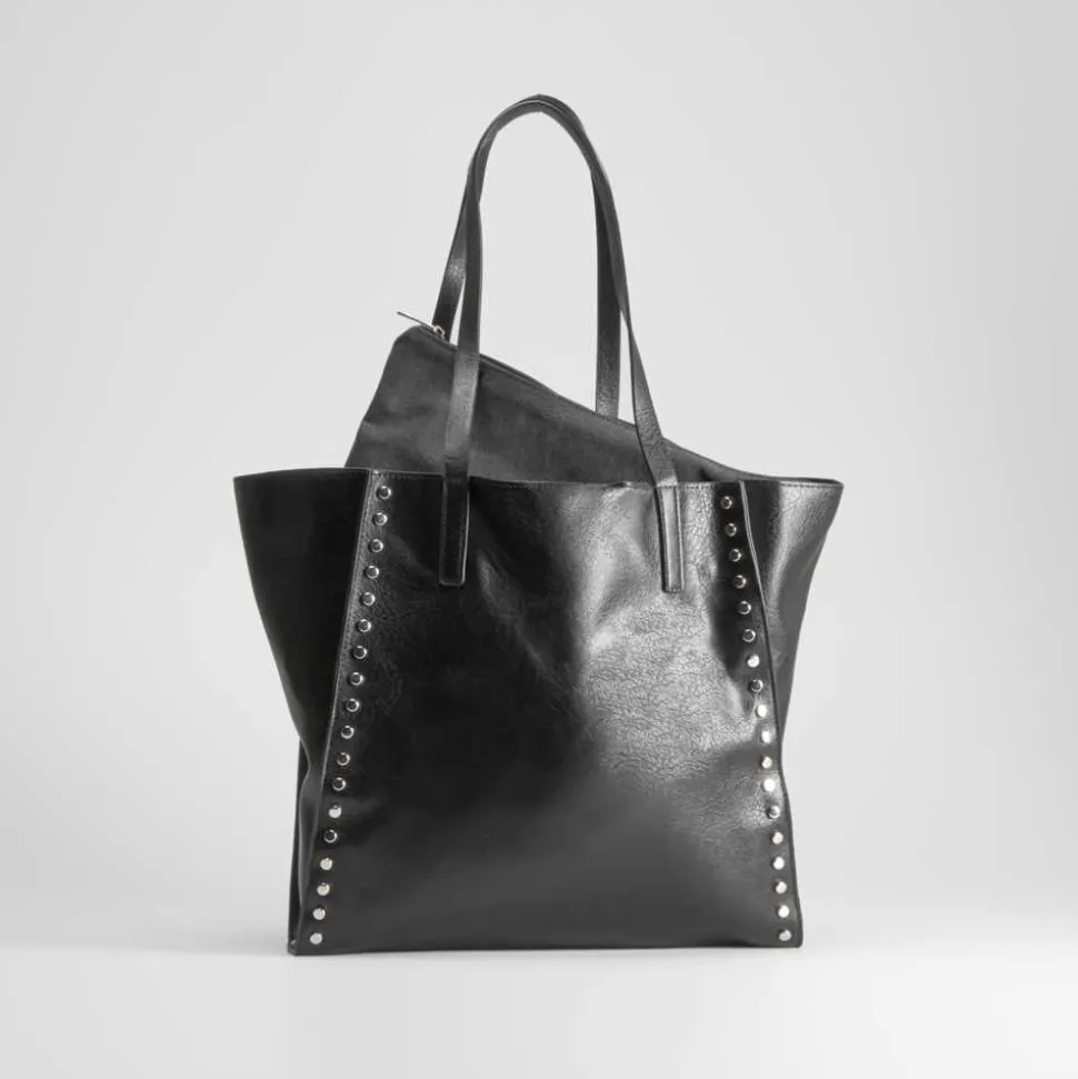 Bolso shopper negro con remaches PICCOLA PIU