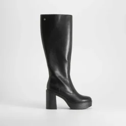 Bota alta de tacón con plataforma negro NYC