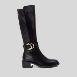 Bota tacón aro doble negra XTI