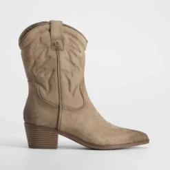 Bota tacón campera beige XTI