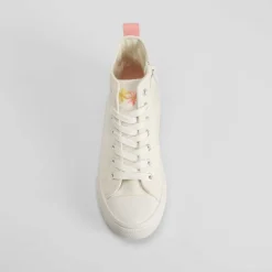 Botín lona beige y flores OH GIRL