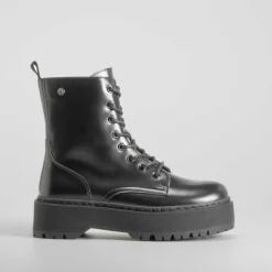 Botín militar plataforma negro NYC