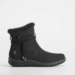 Botín plano piel nobuck negro COMFEET