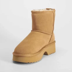 Botín tacón pelo piel beige NYC