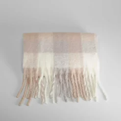 Bufanda print cuadros rosa beige MKL