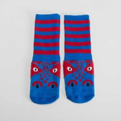 Calcetín antideslizante dino azul y rojo MERKAL