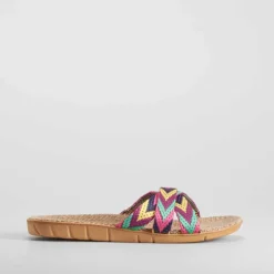 Chancla de playa rafia y textil multicolor COCONUT