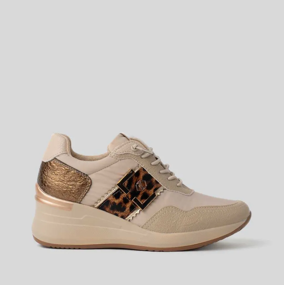 Deportiva casual cuña animal beige MYSOFT