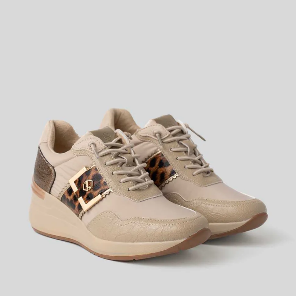 Deportiva casual cuña animal beige MYSOFT