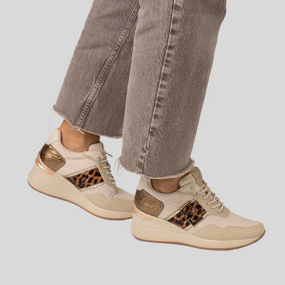 Deportiva casual cuña animal beige MYSOFT