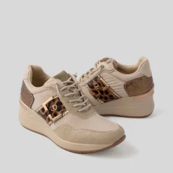 Deportiva casual cuña animal beige MYSOFT