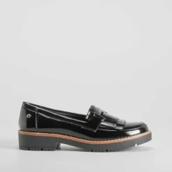 Mocasín flecos estribo negro PICCOLA PIU