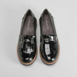Mocasín flecos estribo negro PICCOLA PIU