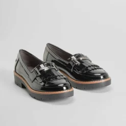 Mocasín flecos estribo negro PICCOLA PIU