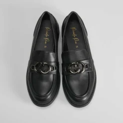 Mocasín plano negro con estribo PICCOLA PIU