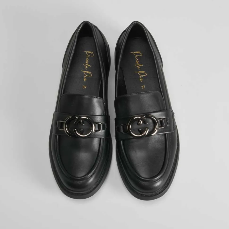 Mocasín plano negro con estribo PICCOLA PIU
