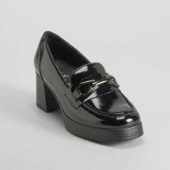 Mocasín tacón plataforma charol negro PICCOLA PIU
