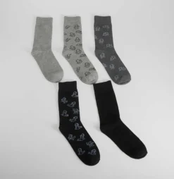Pack 5 calcetines astronautas negro y gris MERKAL
