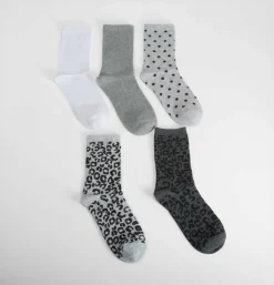 Pack 5 calcetines leopardo gris MERKAL