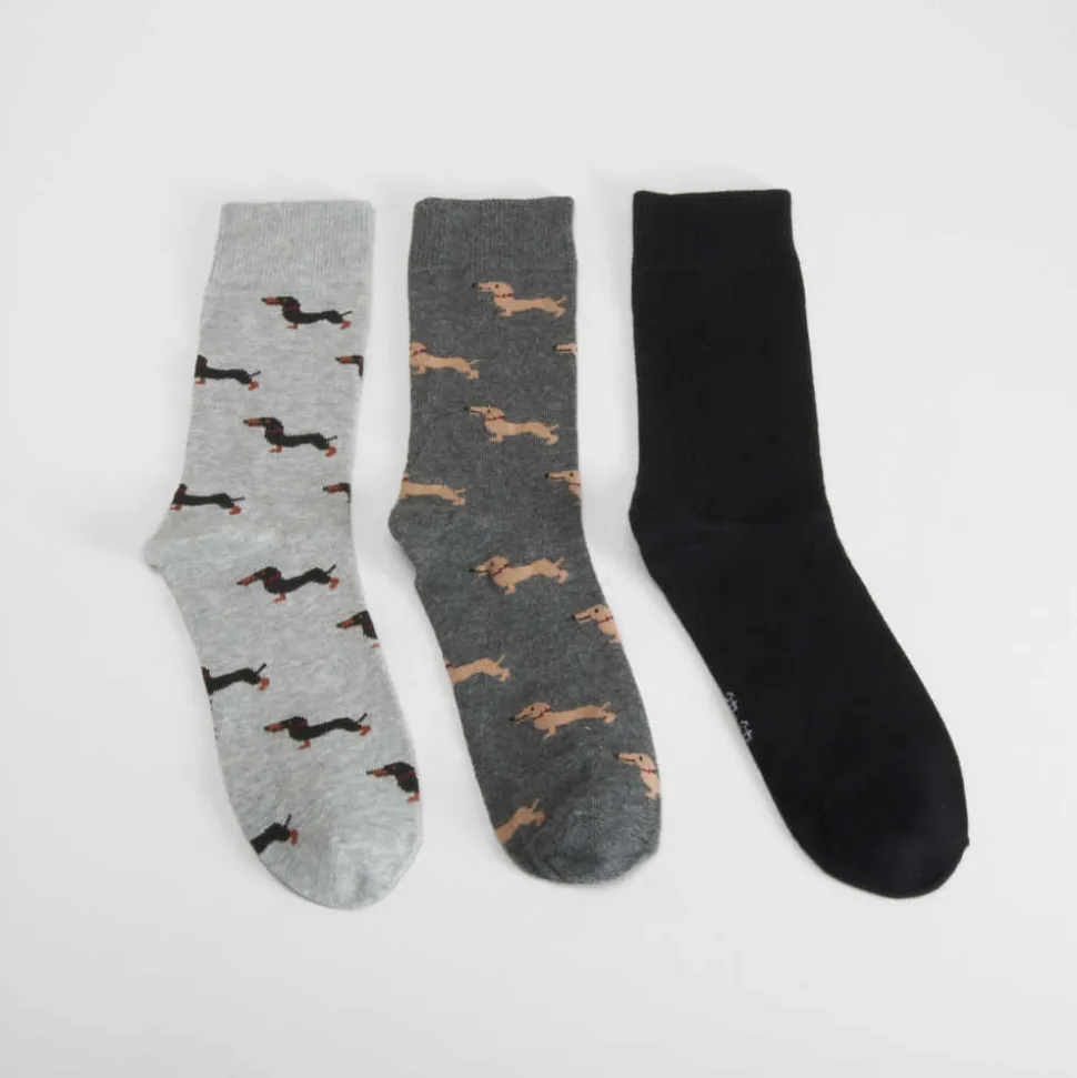 Pack 3 calcetines perros gris MERKAL
