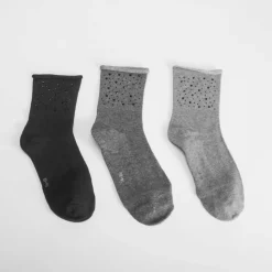 Pack 3 calcetines strass gris MERKAL