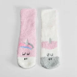 Pack 2x calcetines antideslizantes rosa unicornio