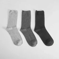 Pack x3 calcetines largos gris negro de mujer