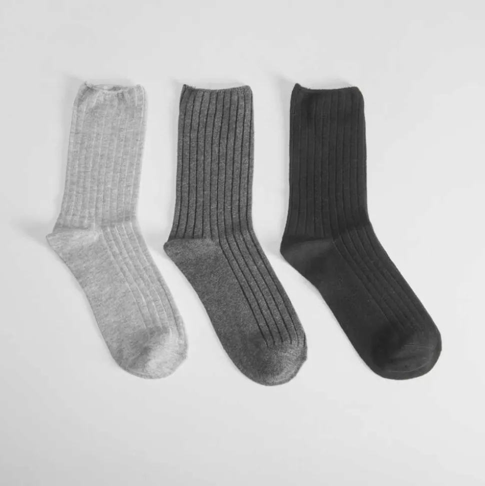 Pack x3 calcetines largos gris negro de mujer