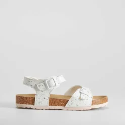 Sandalia bio con hebillas y brillo blanco OH GIRL
