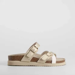 Sandalia bio cruzada piel oro COMFEET