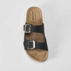 Sandalia bio cuña hebillas negra COMFEET