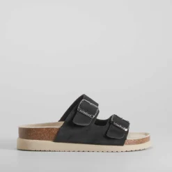 Sandalia bio dos hebillas piel negra COMFEET