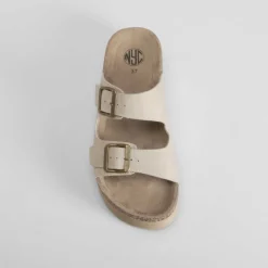 Sandalia bio plataforma dos hebillas beige NYC