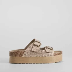 Sandalia bio plataforma rallada rosa NYC