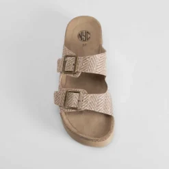 Sandalia bio plataforma rallada rosa NYC