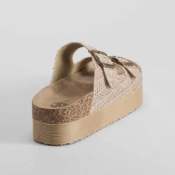 Sandalia bio plataforma rallada rosa NYC