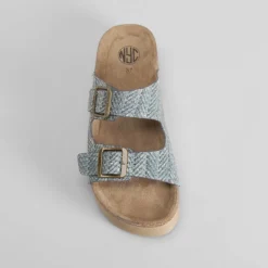 Sandalia bio plataforma rallada azul NYC