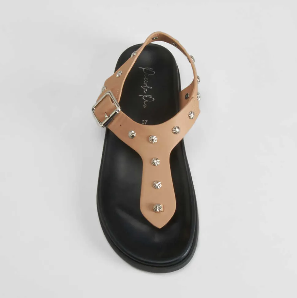 Sandalia bio tachuelas beige PICCOLA PIU