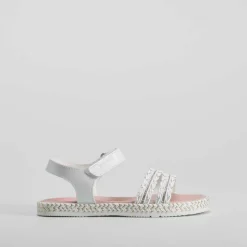 Sandalia con brillo de yute y piel blanca PABLOSKY