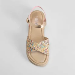 Sandalia cruzada con rafia color rosa OH GIRL