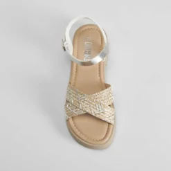 Sandalia cruzada rafia blanca OH GIRL