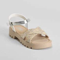 Sandalia cruzada rafia blanca OH GIRL