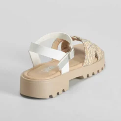 Sandalia cruzada rafia blanca OH GIRL