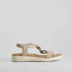 Sandalia cuña aros madera taupe SENDA ROAD