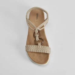 Sandalia cuña aros madera taupe SENDA ROAD