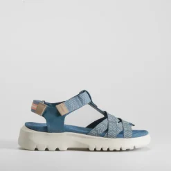 Sandalia cuña tiras azul COMFEET