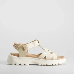 Sandalia cuña tiras beige COMFEET