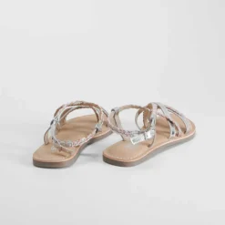 Sandalia de piel cruce trenzada plata OH GIRL