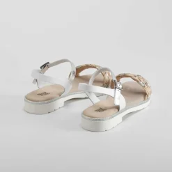 Sandalia de piel pala trenzada plata OH GIRL